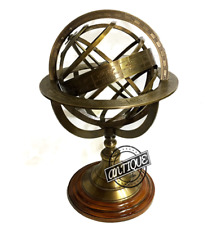 Vintage Zodiac Engraved Desktop Armilary Sphere Compass Astronomers Gift Office. picture