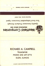 Richard A. Campbell Insurance, Westfield Companies Vintage Matchbook Cover picture