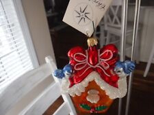 Christopher Radko Holiday Tweets Birdhouse Christmas Ornament picture
