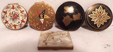 Vintage Lot Of 5 Metal & Resin Makeup Compact Mirror picture
