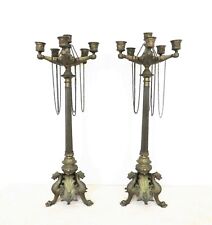 Pair of Tall Bronze Napoleon III Candelabra with Gothic Griffins picture