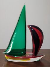 Murano Art Glass Large Sailboat - Red and Green picture