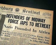 BATTLE OF MIDWAY U.S. & Japanese Navy Naval Fight WORLD WAR II 1942 Newspaper picture