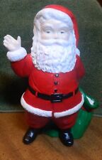 1973 Duncan Ceramic Christmas Waving Santa Claus w Toy Sack 10.5