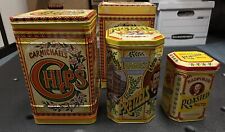 TINS CARMICHAEL'S HAGUE'S RADFORD'S chips nuts pretzels W/ Box  Rare Set VTG picture