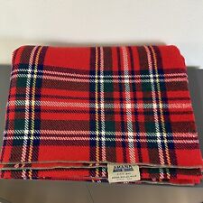 Vintage Amana Woolen Mills WOOL BLANKET 88x79 Red Tartan Plaid Size Full Double picture