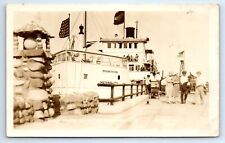 Mackinaw City Michigan State Dock Steam Ferry RPPC Photo Postcard 1926 Johnson's picture