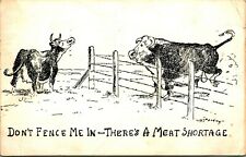 Wm William Standing Comic Cows There's A Meat Shortage 1951 Chrome Postcard  picture