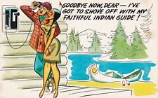 Vintage Chrome Postcard - Cooper Humor Laff Card Indian Guide picture
