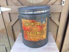 Snowdrift Coconut 25lb Can Steel Tin Metal Handles Vintage Antique General Foods picture