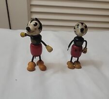 Two Vintage Antique 1930's Borgfeldt Fun-E-Flex Mickey Mouse Wooden Figurines picture