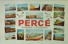Perce Quebec Canada Posted Seagull Ocean Boats  Chrome Vintage Post Card picture