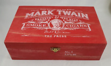 Mark Twain The Press No. 1 Empty Red Wooden Cigar Box 9.5