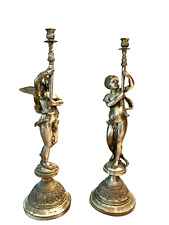 19th Century Italian Classical 27” Figural Cupid Candlesticks picture