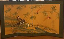Vintage Asian Hand Painted Room Screen 60”x35”, Love Birds, Signed/Stamped, NICE picture