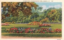 Postcard NY Albany New York Flower Beds Washington Park Linen Vintage PC G1451 picture