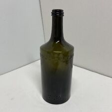 CRUDE 1881 WHITTLED OLIVE GREEN FERRO CHINA BISLERI MILANO SEEDED TONIC BOTTLE picture