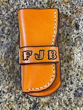 Personalized Leather Pocket Folding Knife Sheath Buck 110, 112, Trapper, & Other picture