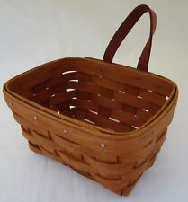 Vintage Longaberger 1994 Small Key Basket Leather Handle Hanging 7x5” picture