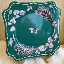 Anthropologie Elin Dinner Plate Mushrooms Ferns Foliage in Holly Teal Green picture