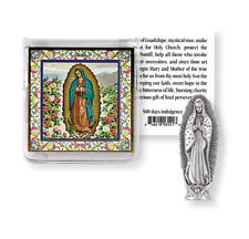 Our Lady of Guadalupe Mini Pocket Statue Metal Figurine w/ Prayer Card picture
