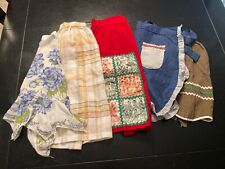 Vintage Tie Kitchen Aprons from 1960's -70’s- Lot of 5 Half Aprons Floral, Dots picture