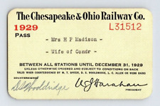 1929 CHESAPEAKE & OHIO RAILWAY CO. RAILROAD PASS picture