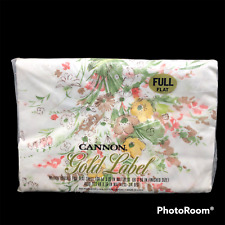 NOS Vintage Cannon Gold Label Percale Full Flat Sheet Floral Bouquet Cottagecore picture