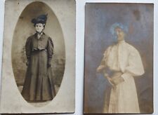 2 1900s RPPC Lovely Young Victorian Women Studio Portraits UnD Back Postcards picture