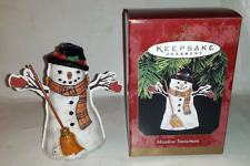 1997 Hallmark Keepsake Ornament - Meadow Snowman Pressed Tin picture