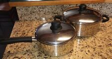 Vtg Set of 2 Pans Horizon Stainless Steel Cookware Stock pot and sauce pan &lids picture
