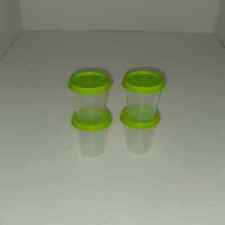Tupperware Midgets Set Of 5 (2 oz.), Sheer Bottoms, Lids: Green NEW picture