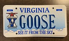 Virginia Personalized Vanity License Plate GOOSE Top Gun Air Force Navy Pilot Va picture