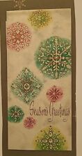 1950s Vtg PINK & TEAL GLITTER SNOWFLAKES CHRISTMAS Cardinal Creation Sample CARD picture