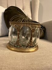 Vintage Baroque Solid Brass & Hand Blown Bubble Glass Victorian Jar picture