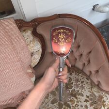 Vintage 19th Century Handheld Vanity Hair Brush With Red And Silver Handle picture