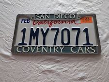 Vintage Licence Plate Frame San Diego   California Coventry Cars+ CA PLATE.... picture