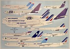 Original Vintage Poster LES AVIONS DU GROUPE AIR FRANCE Airline Travel LINEN picture