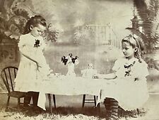 Amazing Antique Cabinet Card Itaska Texas 2 Young Ladies Tea Party Great Props  picture