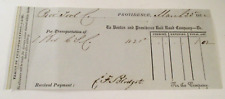 1852 FREIGHT CHARGE RECEIPT PROVIDENCE RI TOOL CO~ BOSTON & PROVIDENCE RAILROAD picture