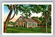 Waquoit MA-Massachusetts Historic Old Cape Cod Cottage Vintage c1937 Postcard picture