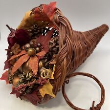 Vintage Rattan Cornucopia Decorated for Fall/Autumn Thanksgiving Table picture