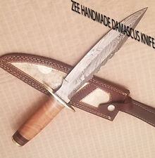 ZEE HANDAMADE BEAUTIFUL DAMASCUS HUNTING KNIFE MADE OF OLIVE WOOD HANDLE  picture