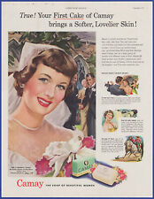 Vintage 1949 CAMAY Beauty Cake Soap Bridal Portrait Bathroom Decor 40's Print Ad picture
