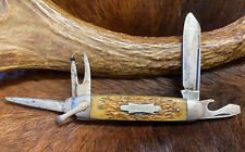Crown Cutlery Co. New York, USA, Scout Knife, Jigged Bone Handles, 3 3/4
