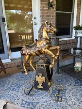 Rare Vintage Carousel Style Pendulum Balance Horse Decor Gold Gilt 40x20 VHTF picture