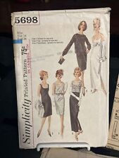 Vintage Simplicity Sewing Pattern 1960s Formal Evening Dress Size 12 Cut 5698 picture