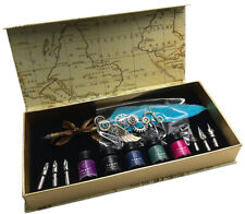 NC Quill Fountain Ink Pen w/ Feather: 6 Nibs and 5 Colors Ink Set New in Box picture