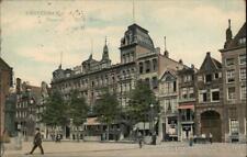 Netherlands 1909 Amsterdam amsterdam,Damrak-Bibi Hotel Postcard 1c stamp Vintage picture
