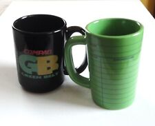 2 Coffee Mugs Compaq Computer Green Belt Program & Out Of Print Library Card picture